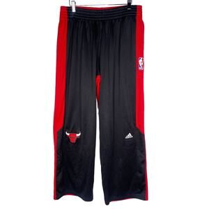Adidas Mens L Black Red Chicago Bulls Basketball Colorblock Sweatpants Fleece